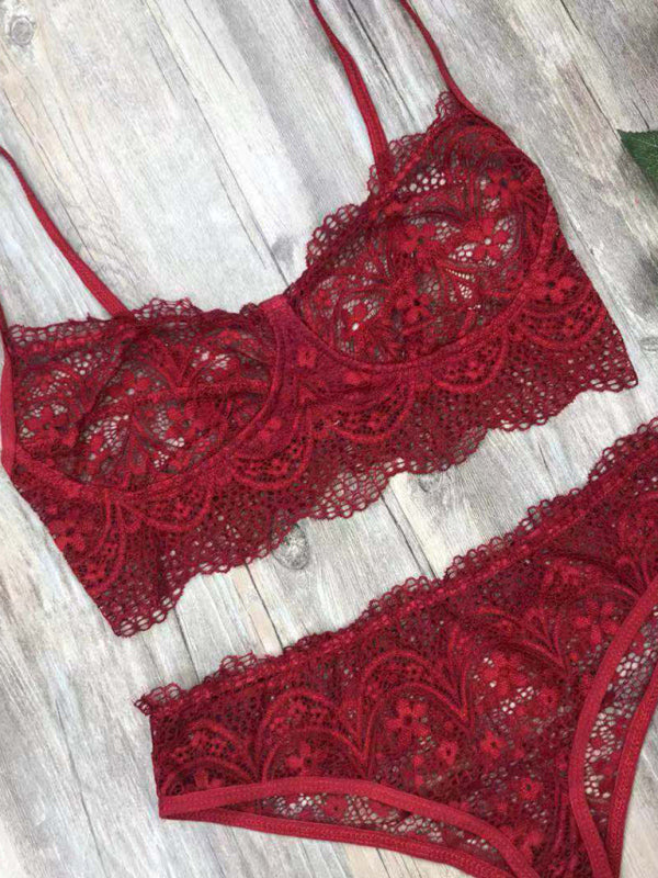 Lingerie Outfit- Romantic Lace Bra and Bikini - Ideal for Honeymoon- - IndioGear Clothing and Gear