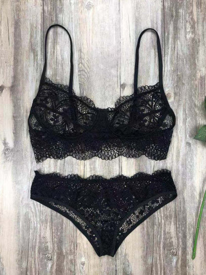 Lingerie Outfit- Romantic Lace Bra and Bikini - Ideal for Honeymoon- - IndioGear Clothing and Gear