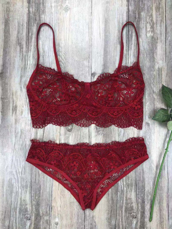 Lingerie Outfit- Romantic Lace Bra and Bikini - Ideal for Honeymoon- - IndioGear Clothing and Gear