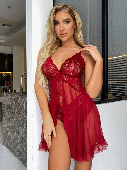 Lingerie Set- Lace Lingerie Set for Women - 2 Piece Babydoll Camisole and Bottoms- - IndioGear Fashion and Gear