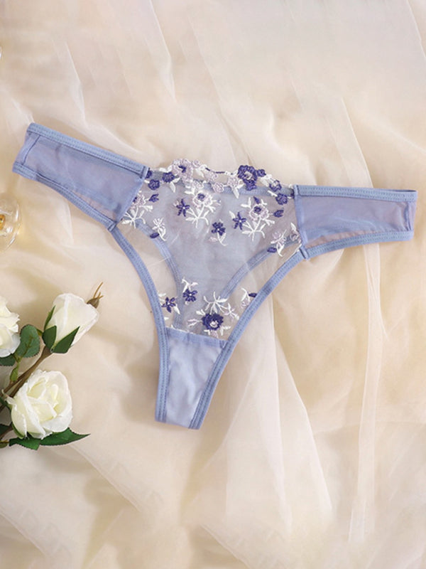 Lingerie Set- Sheer Embroidered Lace Bra and Thong Set for Intimate Love Celebrations- - IndioGear Clothing and Gear