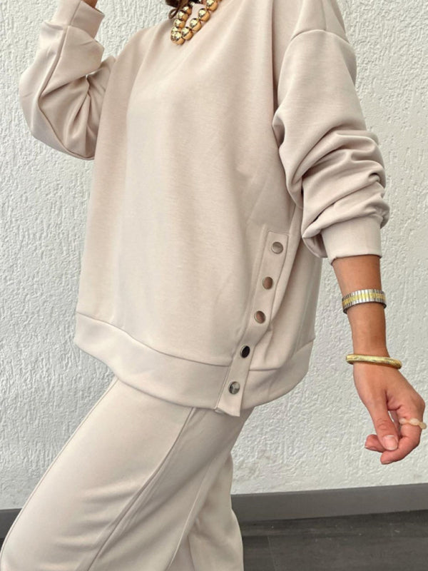 Lounge Paire de sweat-shirt et pantalons de survêtement à boutons latéraux