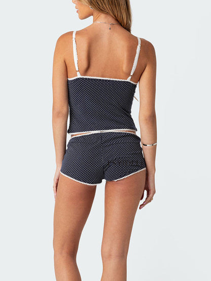 Casual Summer Polka Dot Lounge Set - Boyshorts & Cami Top