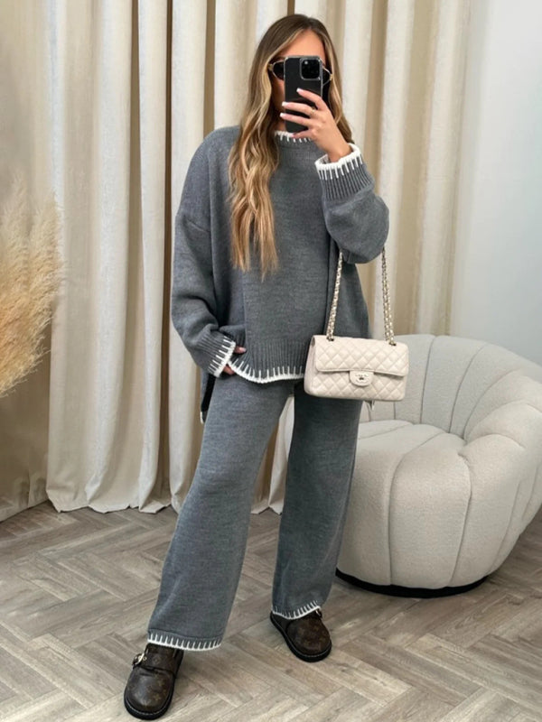 Knit Embroidered 2-Piece - Comfy Sweater & Casual Pants