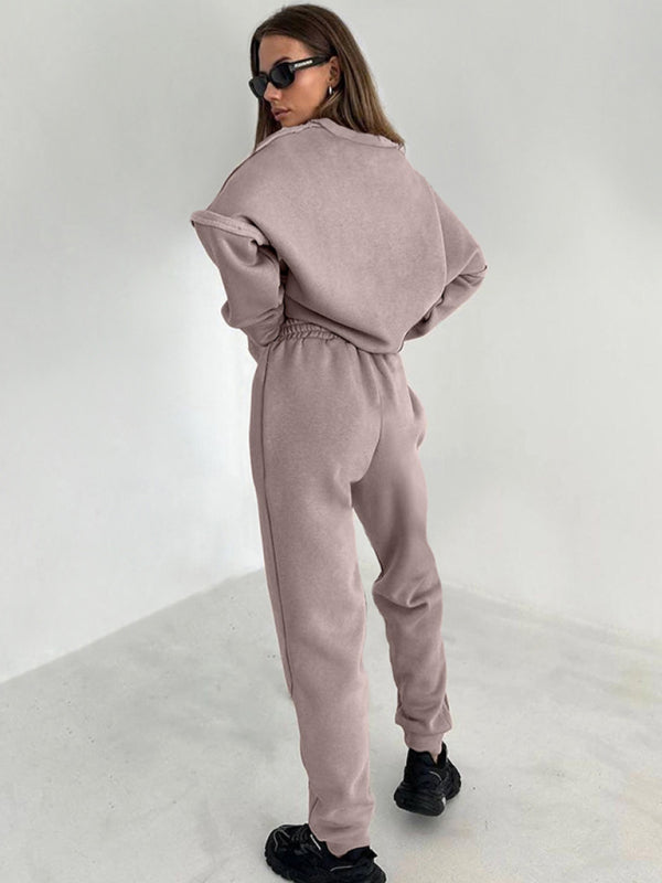 Patchwork Loungewear 2 pièces - Pantalon de survêtement et sweat-shirt décontracté