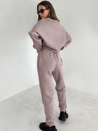 Patchwork Loungewear 2 pièces - Pantalon de survêtement et sweat-shirt décontracté