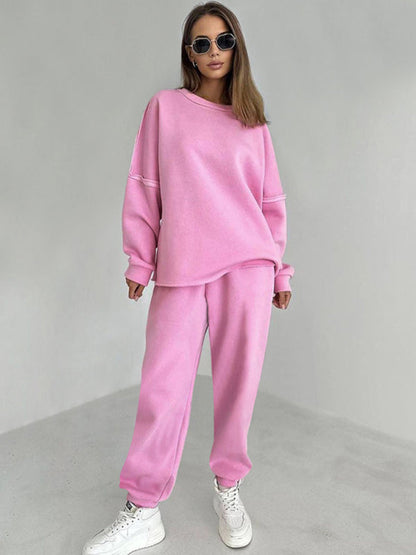 Patchwork Loungewear 2-Piece - Sweatpants & Relaxed Sweatshirt