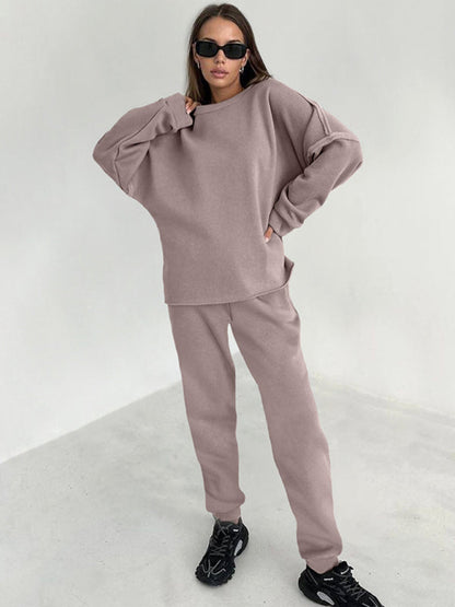 Patchwork Loungewear 2-Piece - Sweatpants & Relaxed Sweatshirt