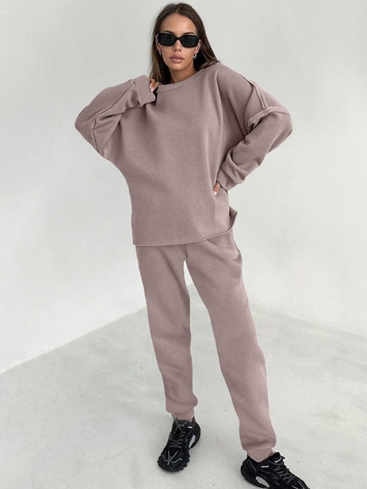 Patchwork Loungewear 2-Piece - Sweatpants & Relaxed Sweatshirt