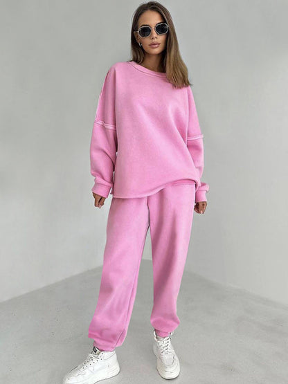 Patchwork Loungewear 2-Piece - Sweatpants & Relaxed Sweatshirt