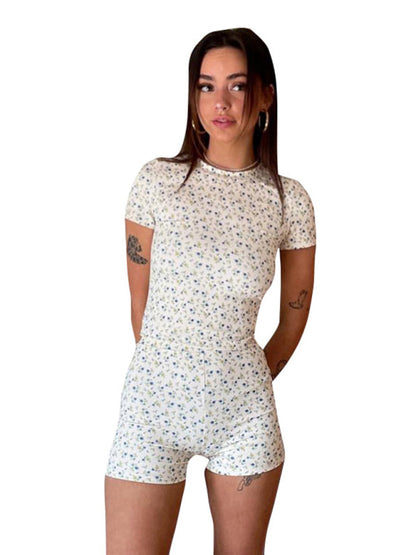 Loungewear Set- Summer Daisy Lounge Set Shorts and Short Sleeve T-Shirt- - IndioGear Clothing and Gear