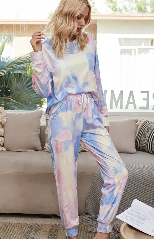 Loungewear- Tie Dye Duo Cotton Loungewear - Long Sleeves Tee and Pencil Pants- - IndioGear Fashion and Gear