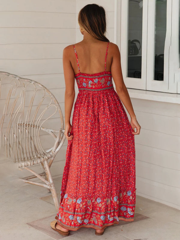 Maxi dress- Summer Blossom Suspender Maxi Dress - Cami Dress- - IndioGear Fashion and Gear