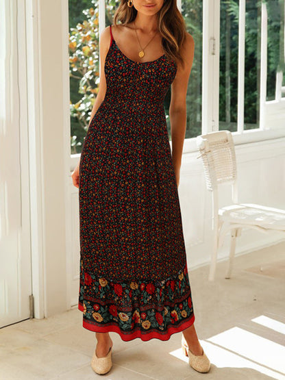 Maxi dress- Summer Blossom Suspender Maxi Dress - Cami Dress- - IndioGear Fashion and Gear