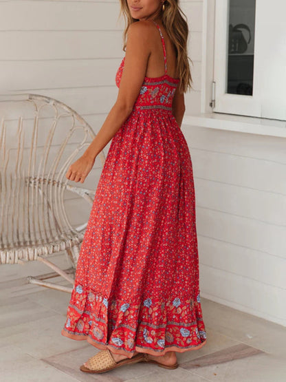 Maxi dress- Summer Blossom Suspender Maxi Dress - Cami Dress- - IndioGear Fashion and Gear