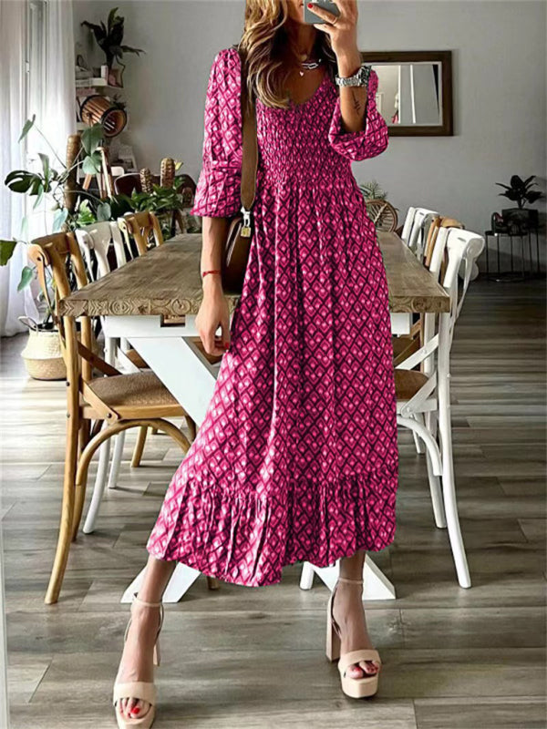 Maxi dress- Vibrant V-Neck Springtime Maxi Dress- - IndioGear Fashion and Gear