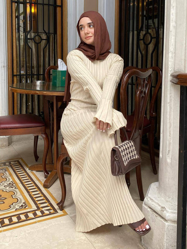 Maxi dresses- Pleated Plisse Maxi Dress for Any Occasion- Cracker khaki- IndioGear Clothing and Gear