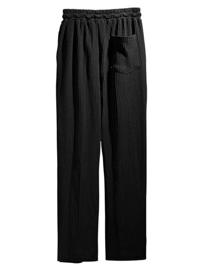 Men’s Ribbed Lounge Trousers - Loose Straight-Leg Pants