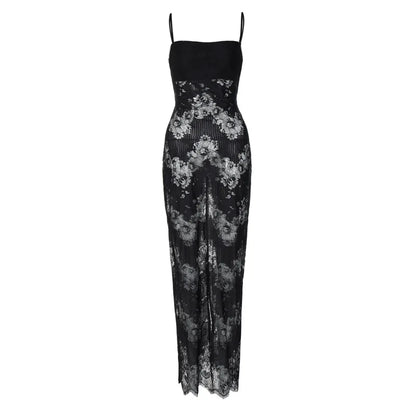 Mesh Dresses- Mesh See-Through Backless Maxi Dress- - IndioGear Fashion and Gear