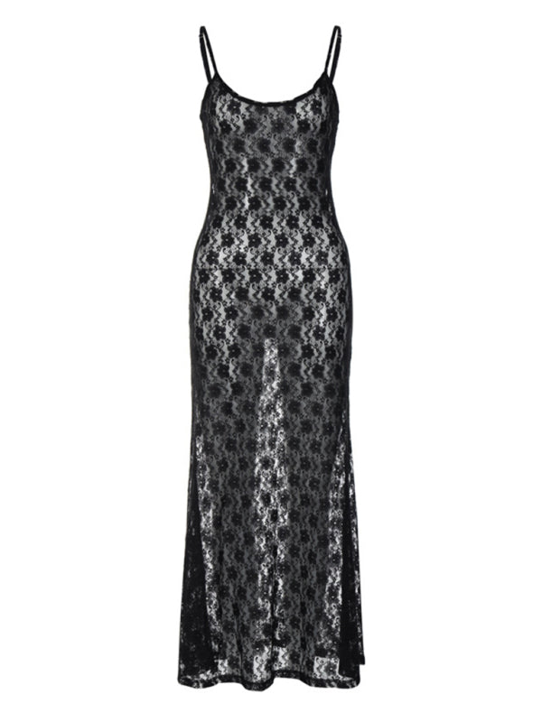 Mesh Dresses- Vacation Mesh See-Through Cami Dress- - IndioGear Fashion and Gear