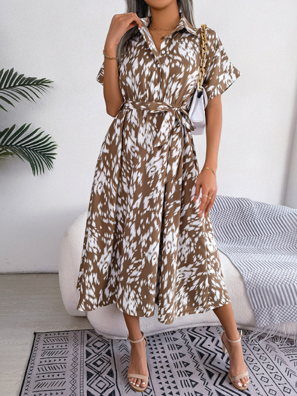 Midi Dress- Unleash Your Inner Wild with Our Leopard Print Midi Shirt Dress- - IndioGear Fashion and Gear