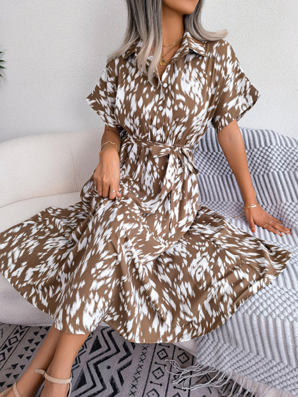 Midi Dress- Unleash Your Inner Wild with Our Leopard Print Midi Shirt Dress- - IndioGear Fashion and Gear