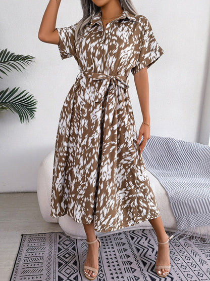 Midi Dress- Unleash Your Inner Wild with Our Leopard Print Midi Shirt Dress- - IndioGear Fashion and Gear