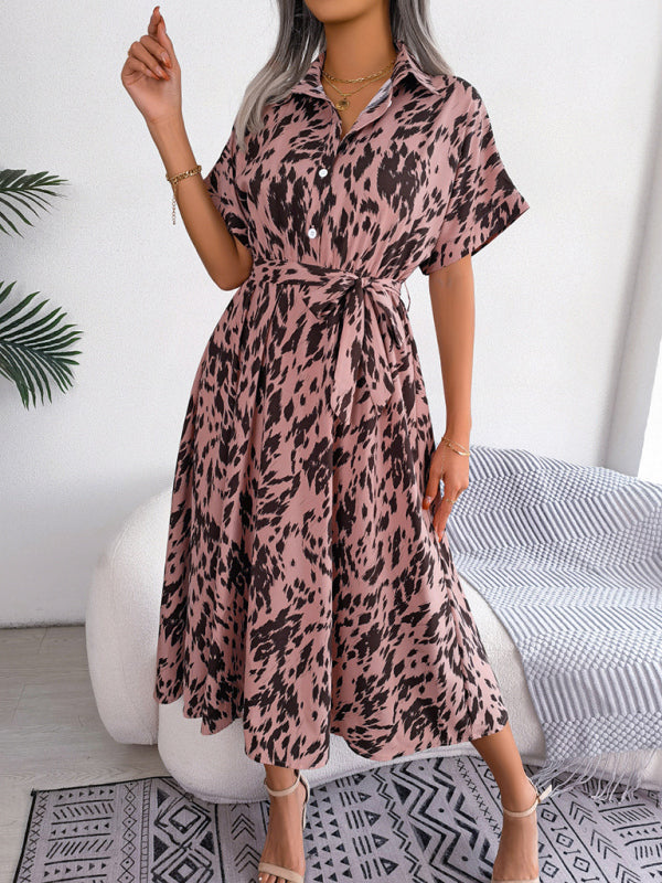 Midi Dress- Unleash Your Inner Wild with Our Leopard Print Midi Shirt Dress- - IndioGear Fashion and Gear