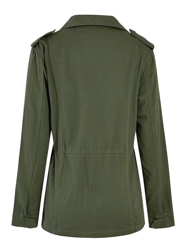 Military Jackets- Autumn Solid Cotton Zip-Up Militar Utility Jacket- - IndioGear Clothing and Gear