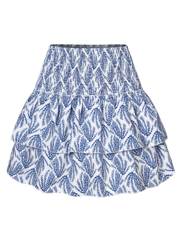 Mini Skirts- Women's Layered Mini Skirt in Floral Print with Smocked Waist- - IndioGear Fashion and Gear