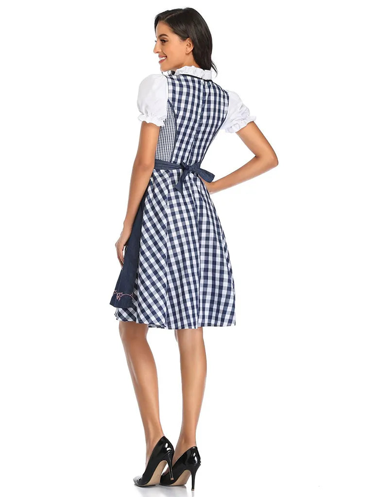 Oktoberfest Costume- Oktoberfest Plaid Bavaria Maid Outfit - Munich National Dirndl- - Pekosa Women Clothing