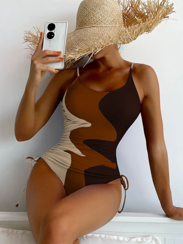 One Piece Bikini- Bask in the Sun: Enjoy Your Water Sports and Occasions with Our Removable Padded One Piece Bikini- Coffee- IndioGear Fashion and Gear