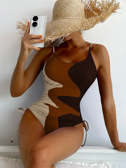 One Piece Bikini- Bask in the Sun: Enjoy Your Water Sports and Occasions with Our Removable Padded One Piece Bikini- Coffee- IndioGear Fashion and Gear