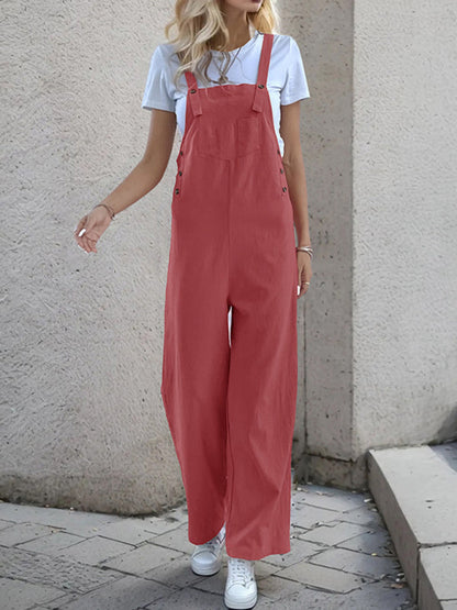 Overalls- Women's Solid Bib Pants Overalls - Full-Length Utility Playsuit- - IndioGear Fashion and Gear