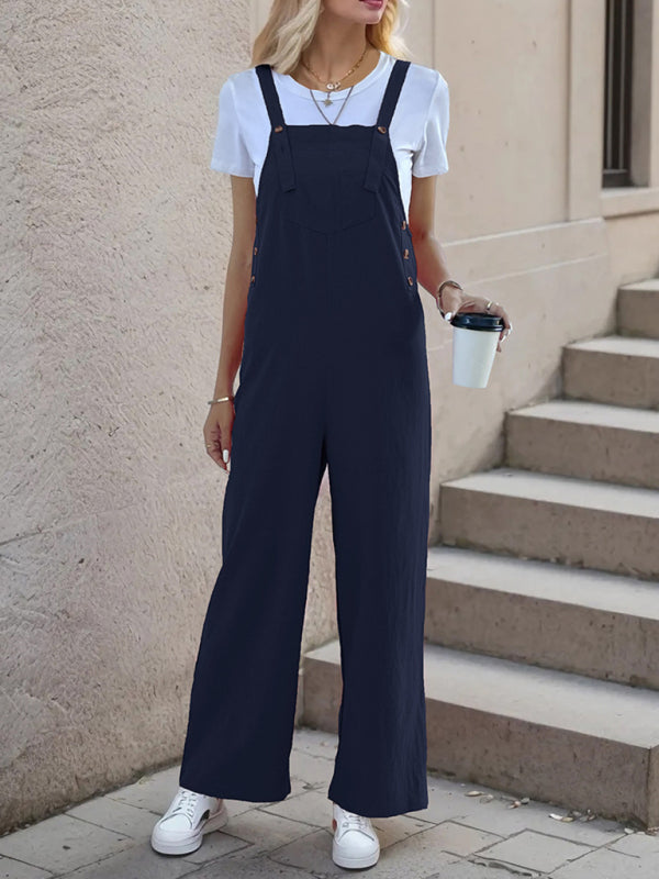 Overalls- Women's Solid Bib Pants Overalls - Full-Length Utility Playsuit- Champlain color- IndioGear Fashion and Gear