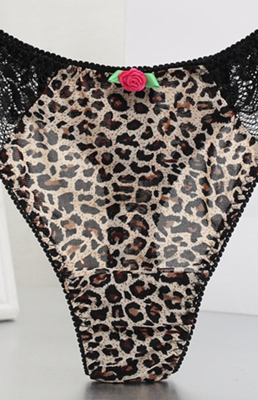 Panties- Women's Animal Print Lace G-String Panty- - IndioGear Fashion and Gear