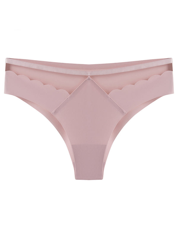 Panties- Women's Floral Lace Cutout Thong Panty- Pink- IndioGear Fashion and Gear