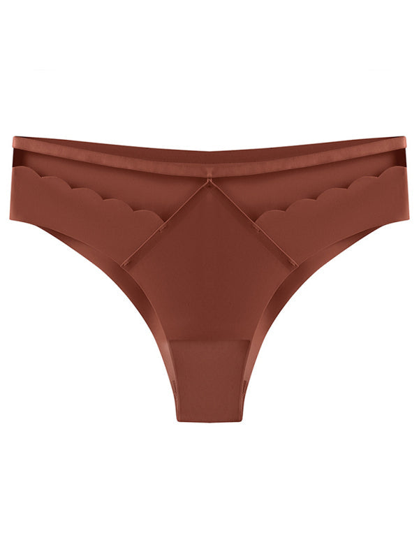 Panties- Women's Floral Lace Cutout Thong Panty- Brown- IndioGear Fashion and Gear