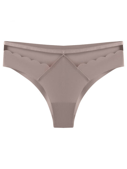 Panties- Women's Floral Lace Cutout Thong Panty- Camel- IndioGear Fashion and Gear