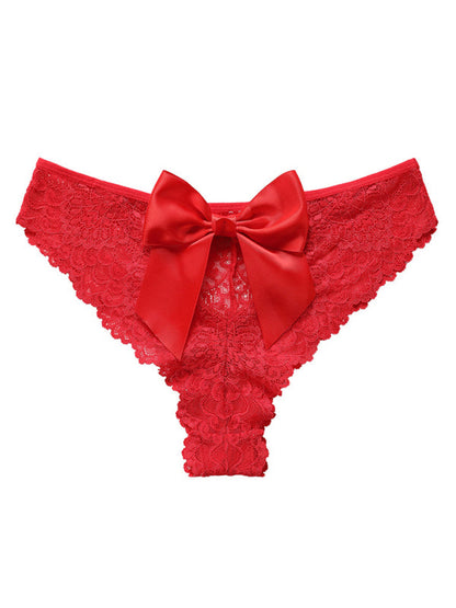 Panties- Women's Floral Lace Panty with Elegant Bow Back- - IndioGear Fashion and Gear