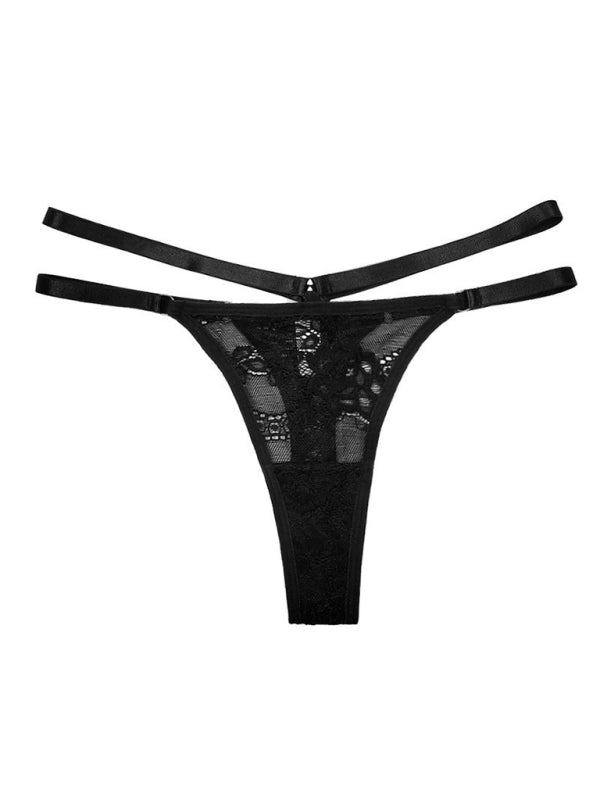 Panties- Women's Floral Lace Strappy Thong G-String Panty- - IndioGear Fashion and Gear