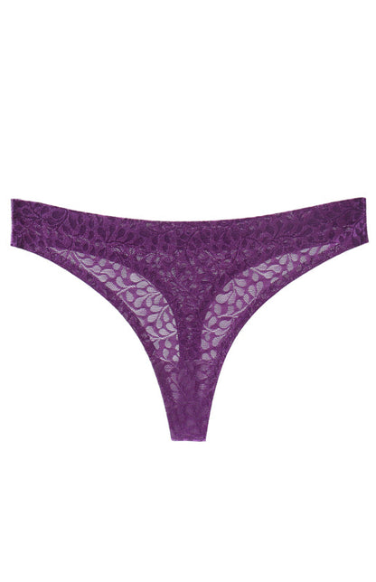 Panties- Women's Lace Panty Thong G-String- Purple- IndioGear Fashion and Gear