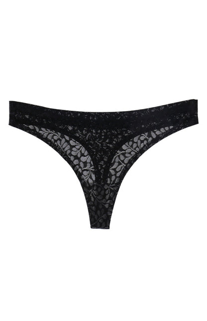 Panties- Women's Lace Panty Thong G-String- Black- IndioGear Fashion and Gear