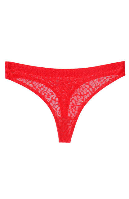 Panties- Women's Lace Panty Thong G-String- Red- IndioGear Fashion and Gear