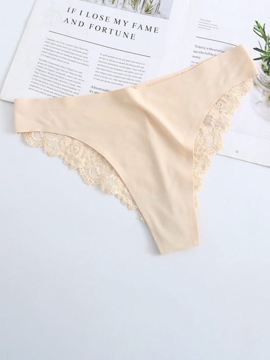 Panties- Women's Seamless Floral Lace Panty for Everyday- Cracker khaki- IndioGear Fashion and Gear