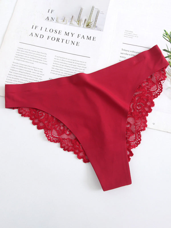 Panties- Women's Seamless Floral Lace Panty for Everyday- Red- IndioGear Fashion and Gear