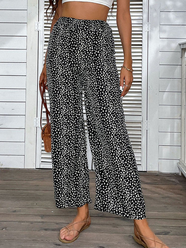 Pants- Leopard Print Trousers for Women - Wide Leg Pants- - IndioGear Fashion and Gear