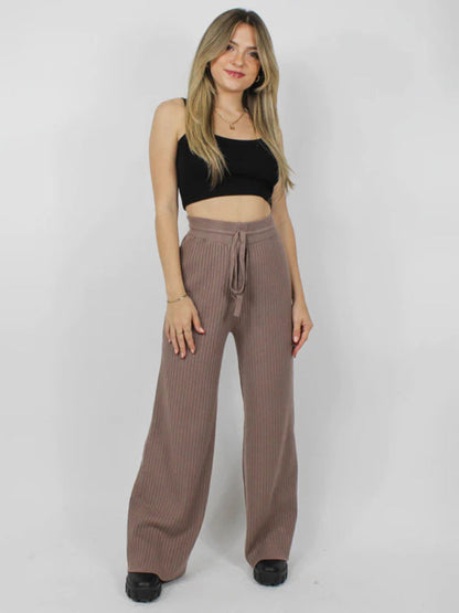 Pants- Relax Fit Ribbed Straight-Leg Pants- - IndioGear Fashion and Gear