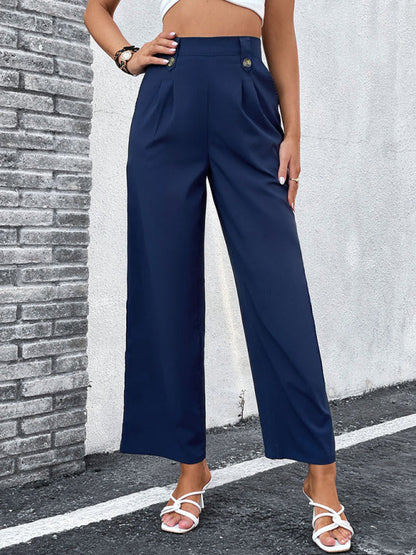 Pants- Straight-leg Trousers - Elegant Sailor Pants- - IndioGear Fashion and Gear