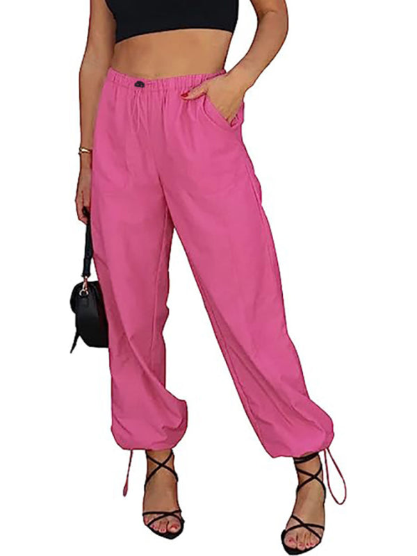 Pants- Women Solid Parachute Trousers Pants- - IndioGear Fashion and Gear